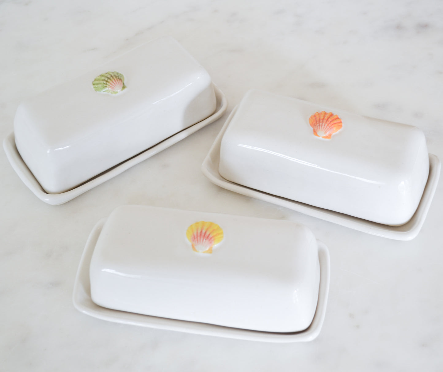 Yellow Sunrise Shell Butter Dish
