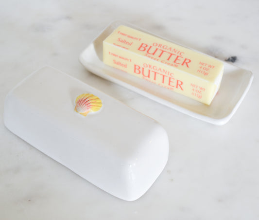 Yellow Sunrise Shell Butter Dish